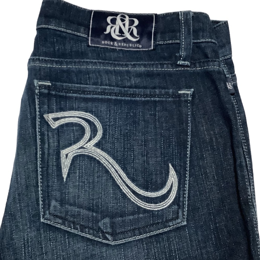 ROCK & REPUBLIC Dark Wash‎ Embroidered Pocket Jeans Size 30